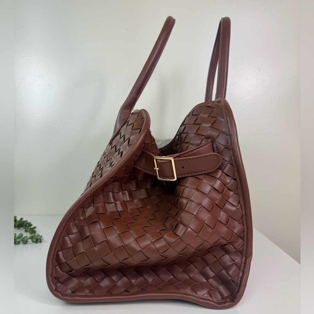 Urban Expressions Rhonda Woven Top Handle Bag in Chocolate Brown NWT - Picture 5 of 10